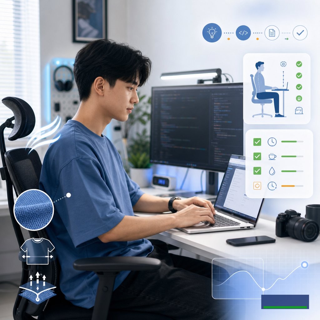 Áo thun boxy nam form rộng và bài toán thoải mái khi ngồi làm việc với laptop cả ngày